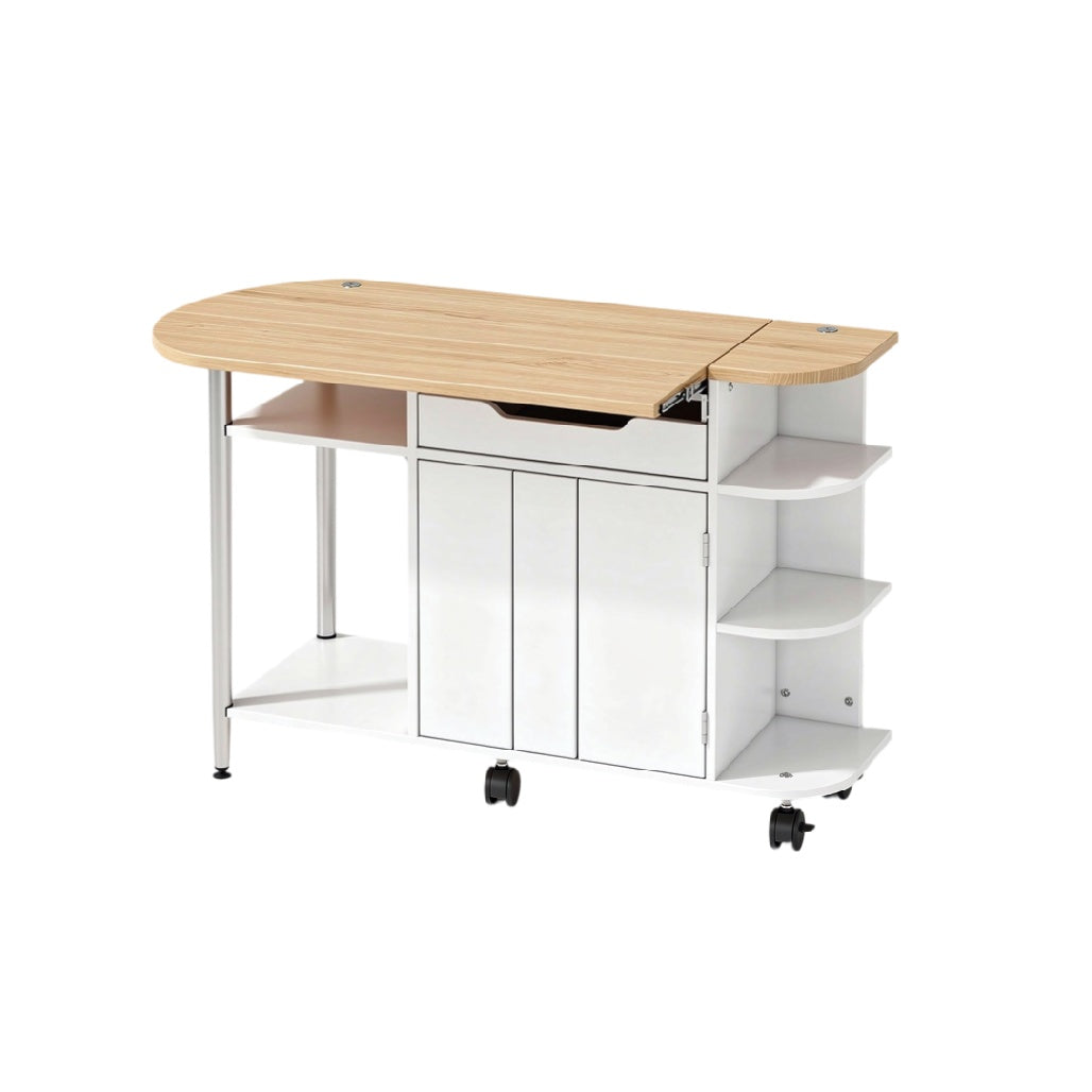 **Table de travail pliante avec rangement intégré et roulettes**