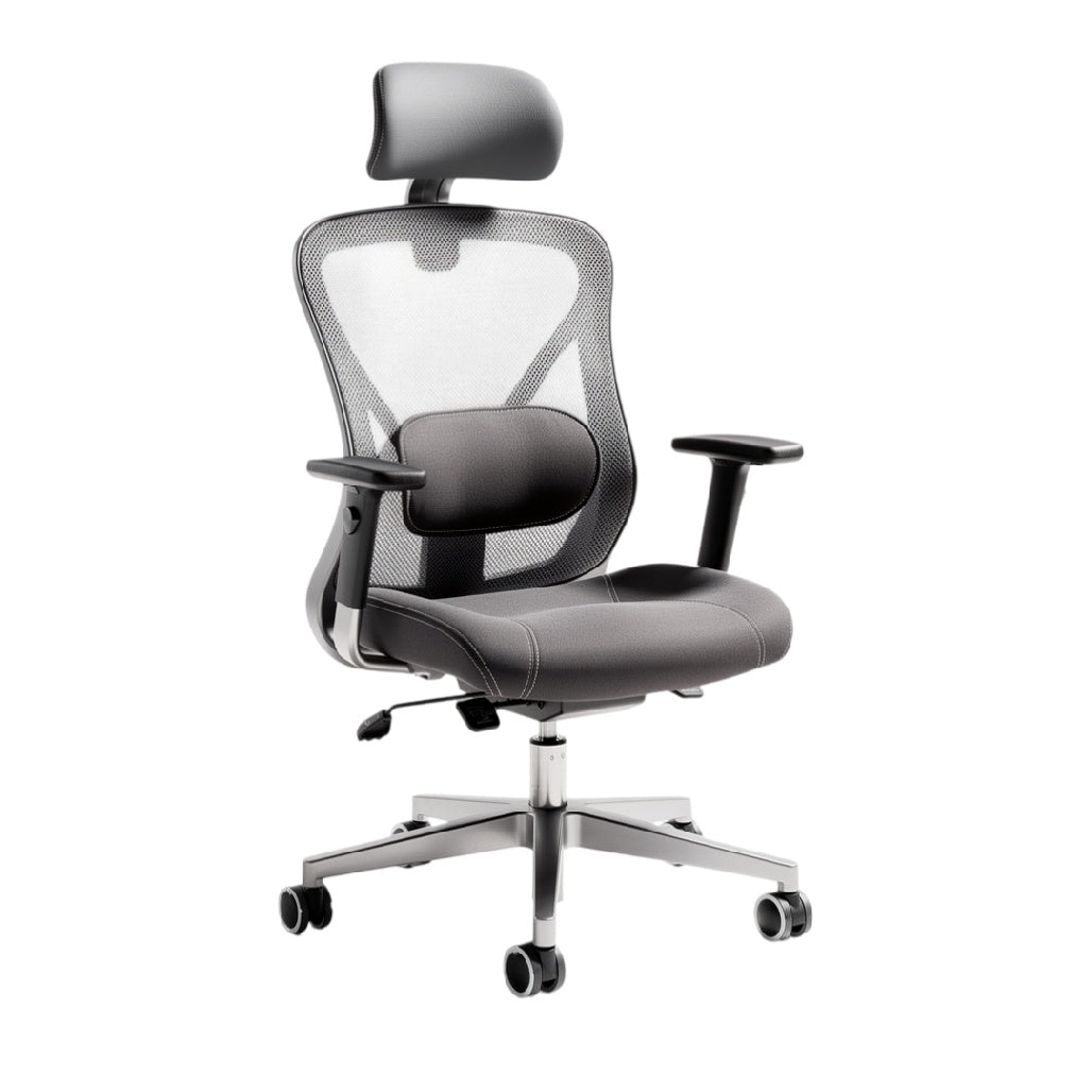 **Chaise de bureau ergonomique avec support lombaire et accoudoirs réglables**