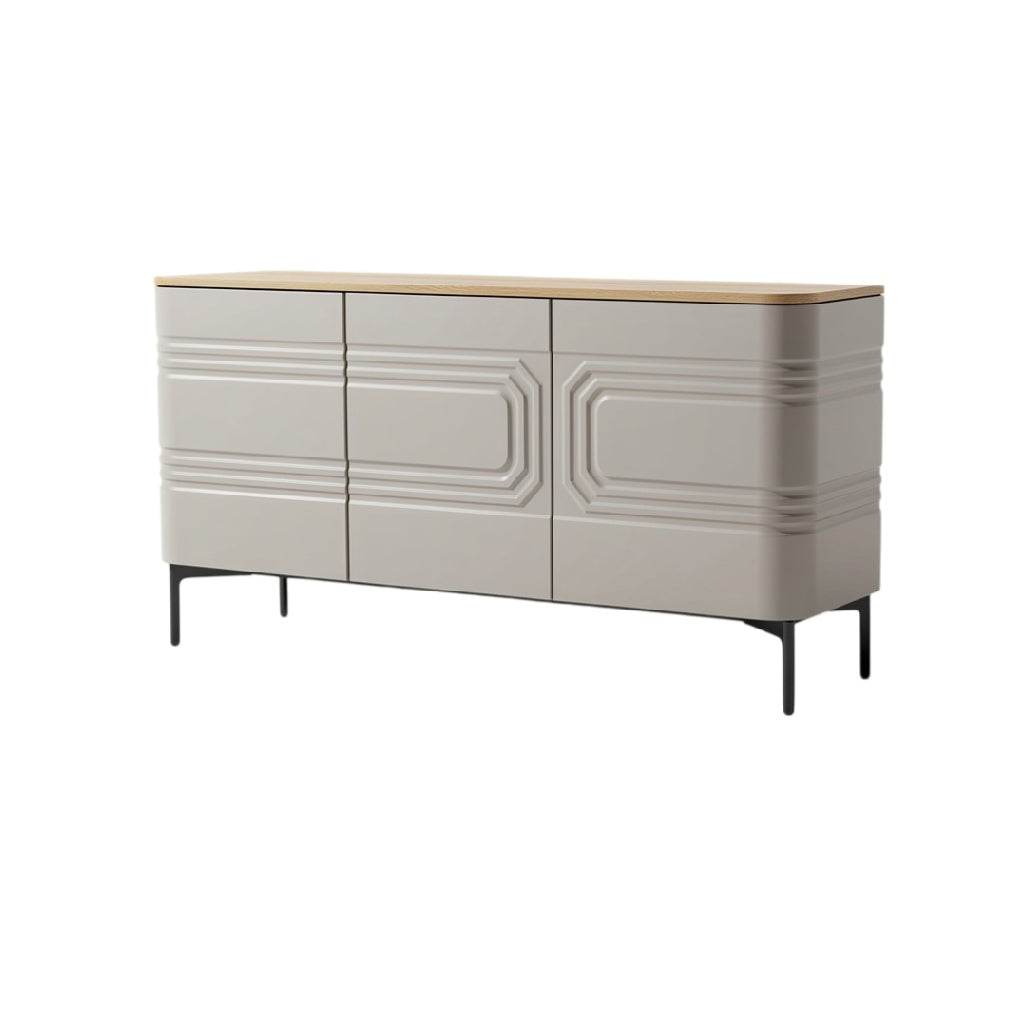 **Buffet contemporain en bois et PVC avec finitions texturées**