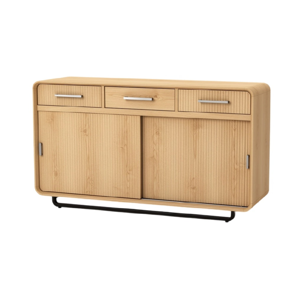 **Buffet en bois avec portes coulissantes et tiroirs intégrés**