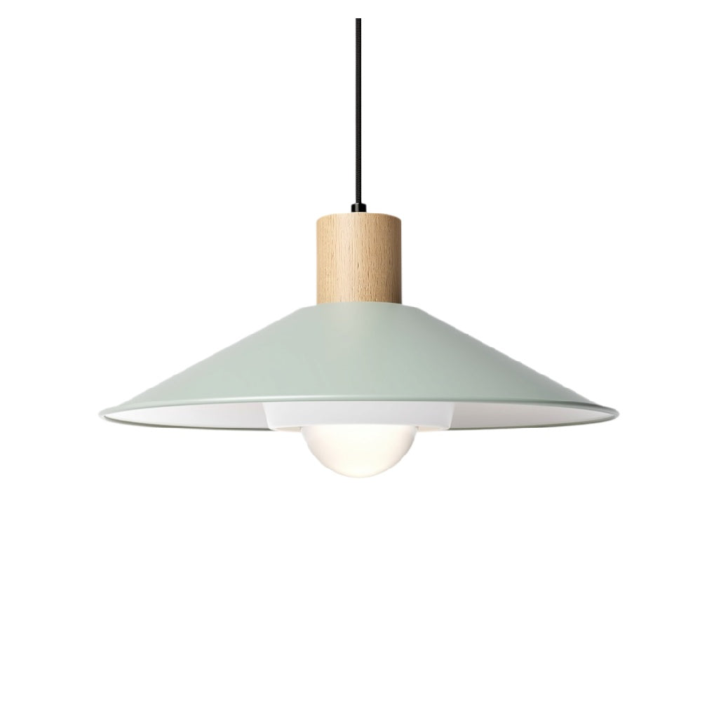 **Suspension en métal et bois avec globe lumineux**