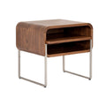 **Table de nuit en bois avec étagère et pieds en métal**
