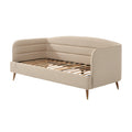 **Canapé-lit moderne en tissu beige avec structure en bois**